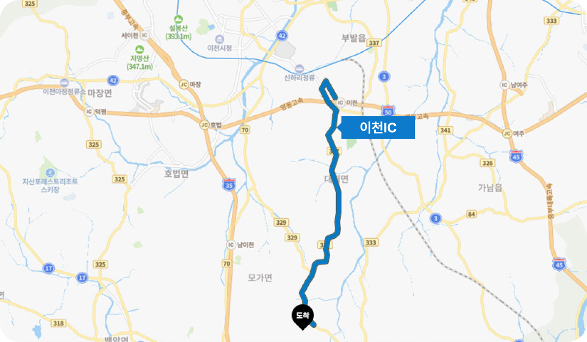 이천IC 도로 지도